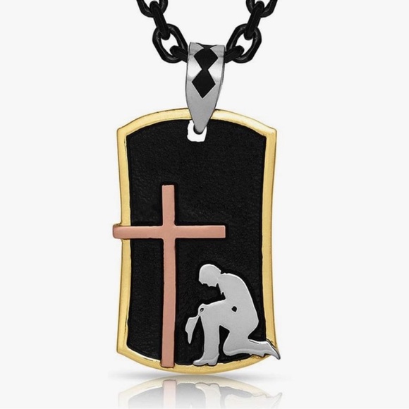 Montana Silversmiths Men's Christian Faith Freedom Dog Tag Necklace